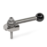 GN 918.7 - Clamping Bolts, Stainless Steel, Downward Clamping, Screw from the Operator's Side Type GVS with ball lever, straight (serration)